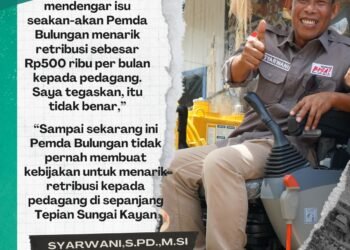 Luruskan Isu, Syarwani Bantah Ada Pungutan Retribusi Rp 500 Ribu ke Pedagang Sepanjang Taman Tepian Sungai Kayan