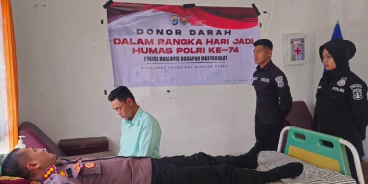 HUT ke-74 Humas Polri, Bidhumas Polda Kaltara Laksanakan Donor Darah Serentak