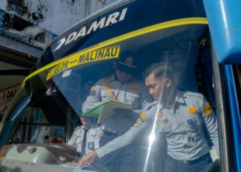 Jelang Natal 2025 dan Tahun Baru 2026, Dishub Kaltara Lakukan Ramp Check Bus Damri