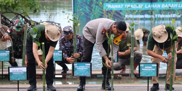 Tegaskan Komitmen Jaga Ekosistem Pesisir, Kapolda Kaltara Hadiri Penanaman Mangrove di Hari Lahan Basah Sedunia