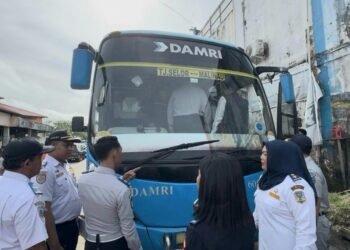 Angkutan Lebaran 2026, Dishub Kaltara Rampcheck Bus Damri